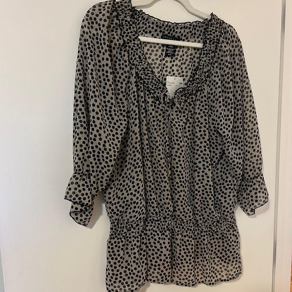 Sears Print black Blouse size XL